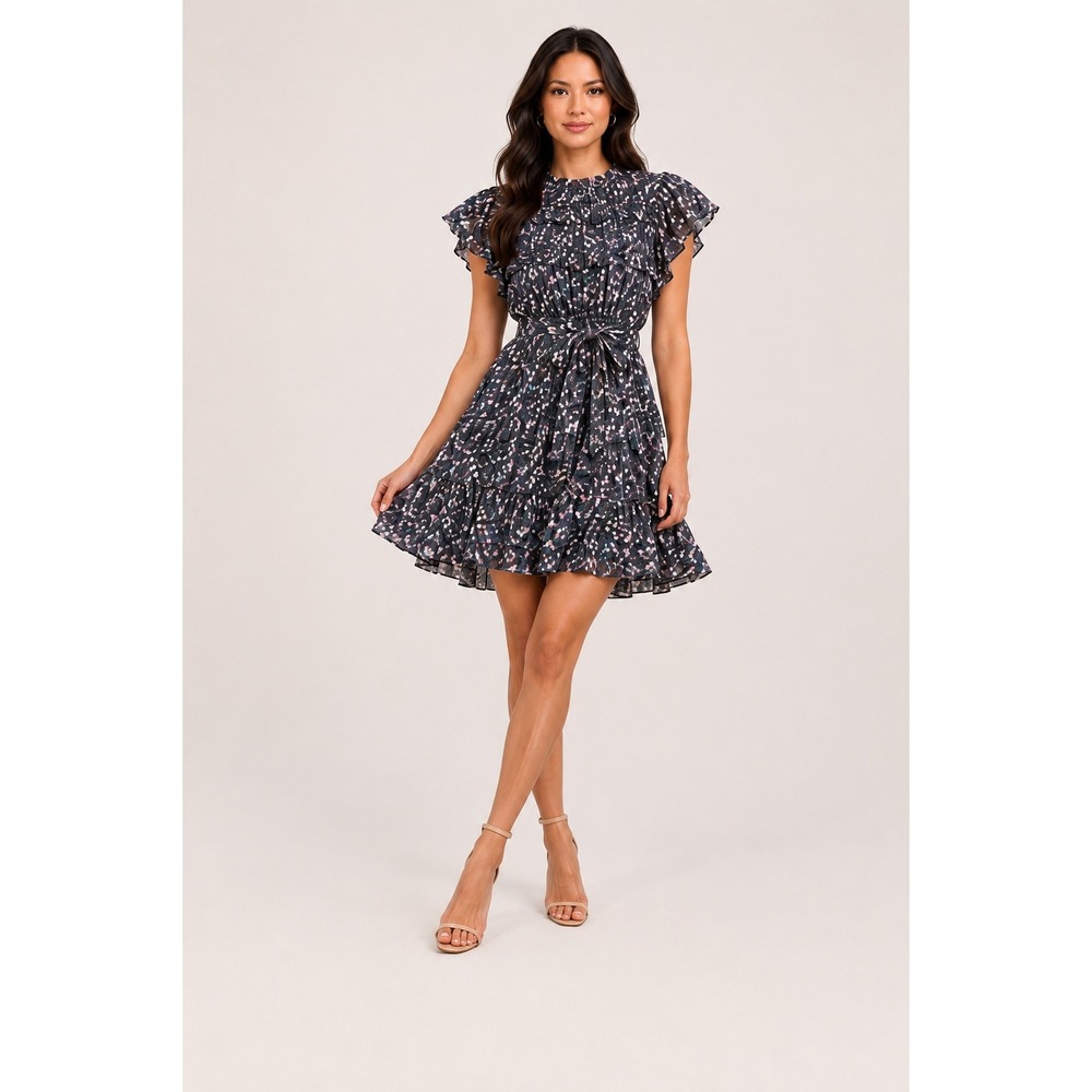 Simply Vera Vera Wang Womens Multicolor Tiered Ruffle Fit & Flare Dress Size PS